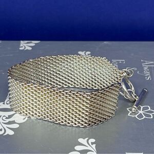 Sterling Silver Mesh Gold / Silver Toggle Closure Bracelet